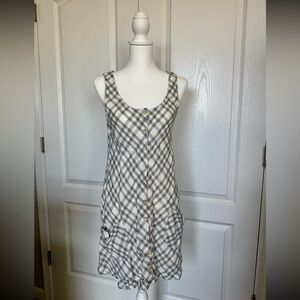 Free People Gray Plaid Button-Front Dress